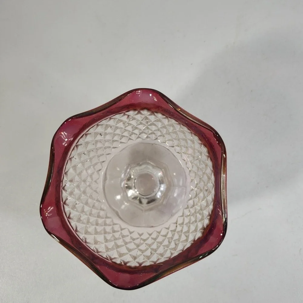 Vintage Indiana Glass Diamond Point Ruby Red Flash Candy/Trinket‎ Dish